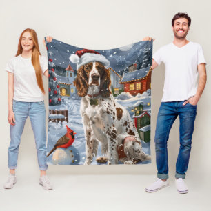 English Setter Winter Wonderland Christmas Joy Fleece Blanket