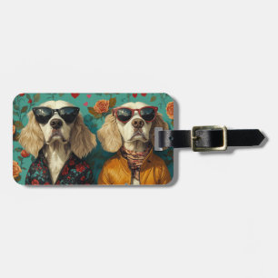 English Setter With Heart Roses Valentine's Day  Luggage Tag