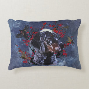 English setter with pheasants, art   accent pillow