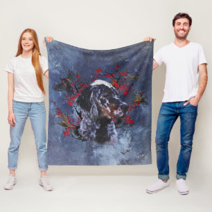 English setter with pheasants, art   fleece blanket
