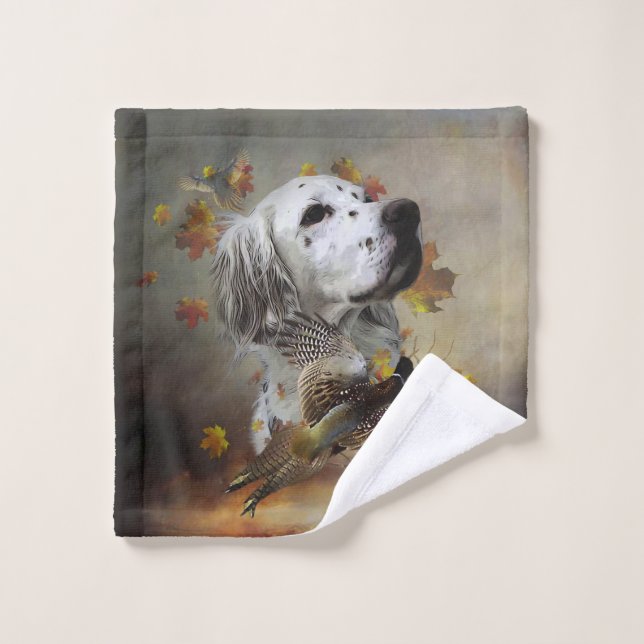 English setter with pheasants, art    wash cloth (Wash Cloth)