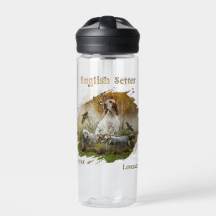 English setter with pheasants, art     water bottle