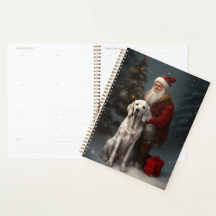 English Setter With Santa Claus Festive Christmas Planner