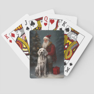 English Setter With Santa Claus Festive Christmas Playing Cards