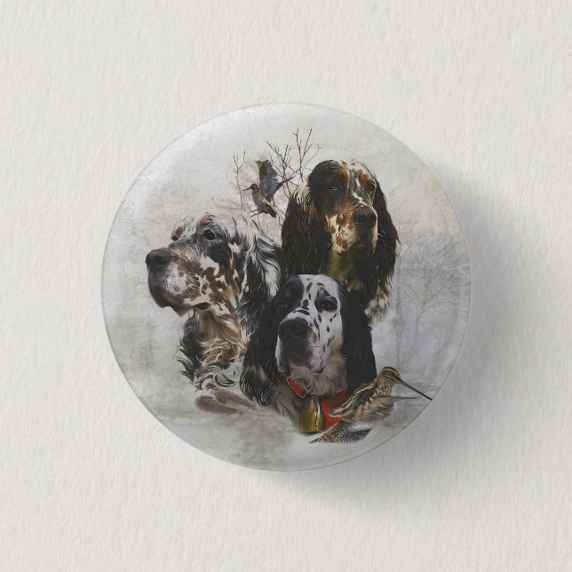 English Setter , woodcock hunting  1 Inch Round Button (Front)