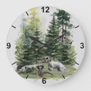 English setter , Woodcock Hunting , Art  Large Clock