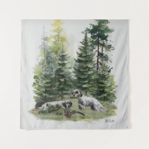 English setter , Woodcock Hunting , Art Tapestry