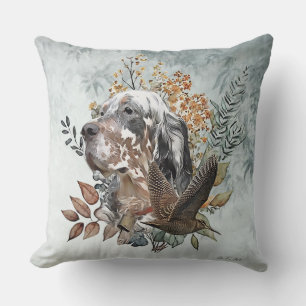 English setter , Woodcock Hunting , Art Throw Pillow