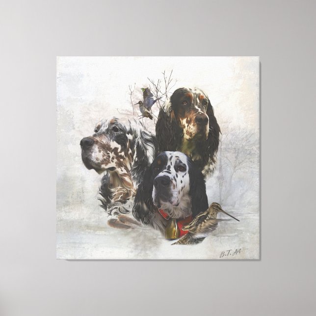 English Setter , woodcock hunting  Canvas Print (Front)