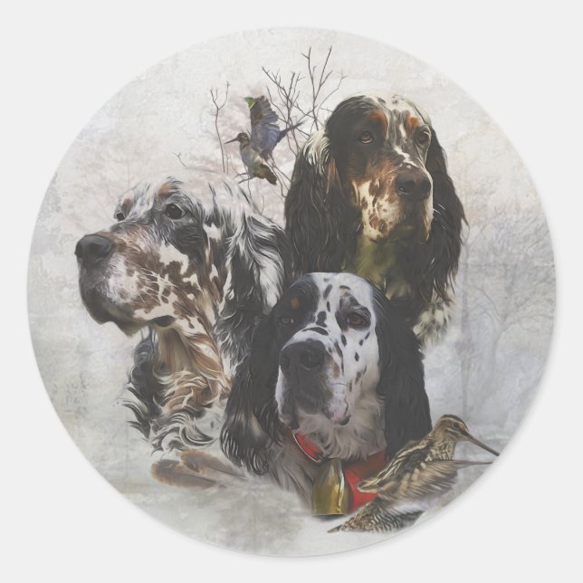 English Setter , woodcock hunting  Classic Round Sticker (Front)