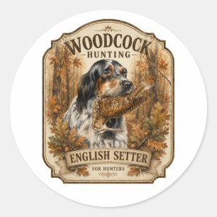 English Setter , woodcock hunting Classic Round Sticker