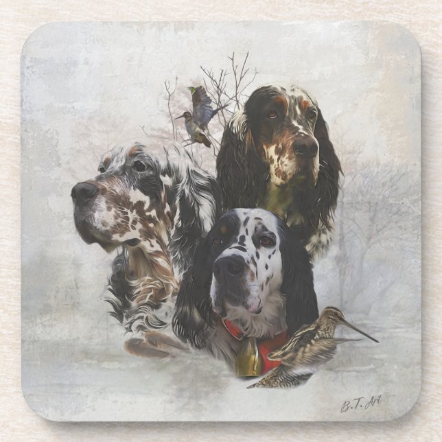 English Setter , woodcock hunting  Coaster (Front)