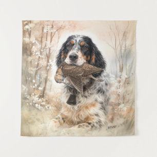 English Setter, Woodcock Hunting ,Dog Art Tapestry