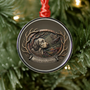 English Setter , woodcock hunting Metal Ornament