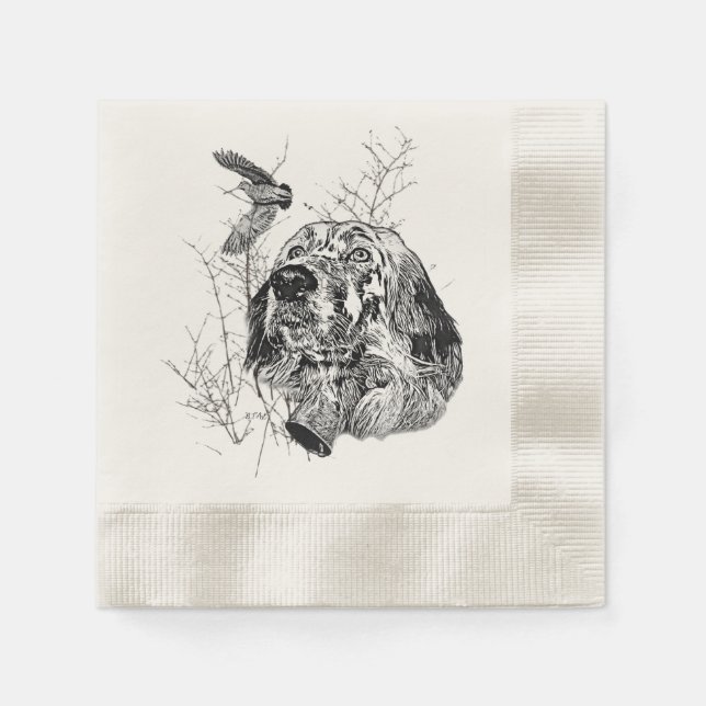 English Setter , Woodcock hunting Napkin (Front)