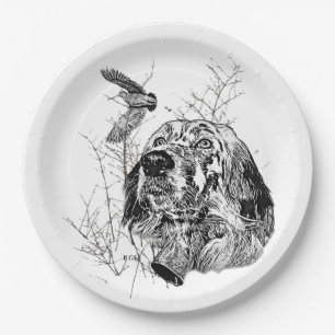 English Setter , Woodcock hunting Paper Plate