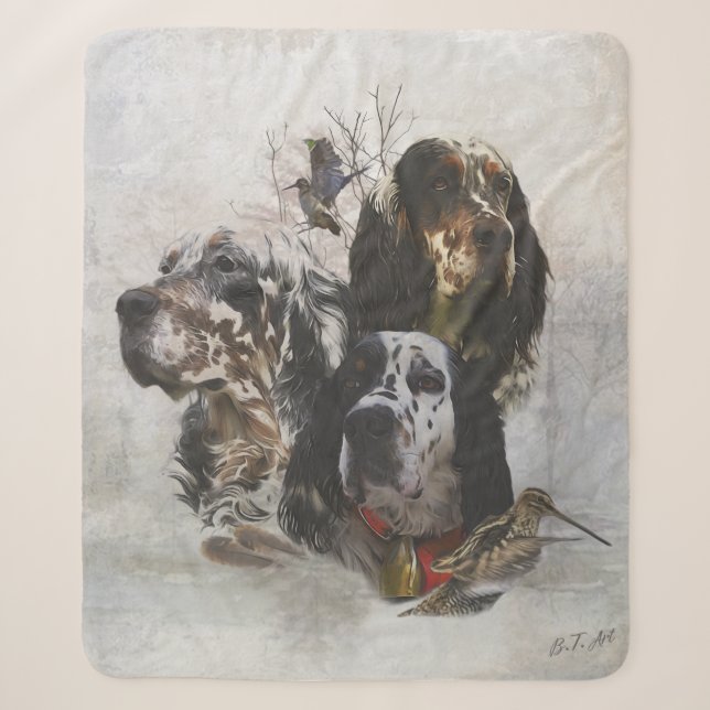 English Setter , woodcock hunting  Sherpa Blanket (Front)