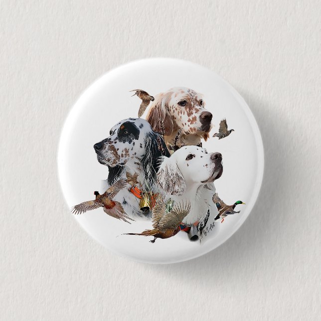 English Setters  1 Inch Round Button (Front)