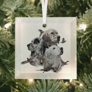 English Setters  Glass Ornament