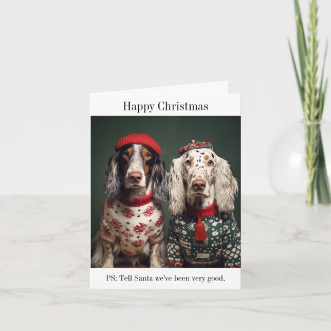 English Setters in Christmas Sweaters Card (Front)