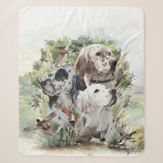 English Setters  Sherpa Blanket (Front)