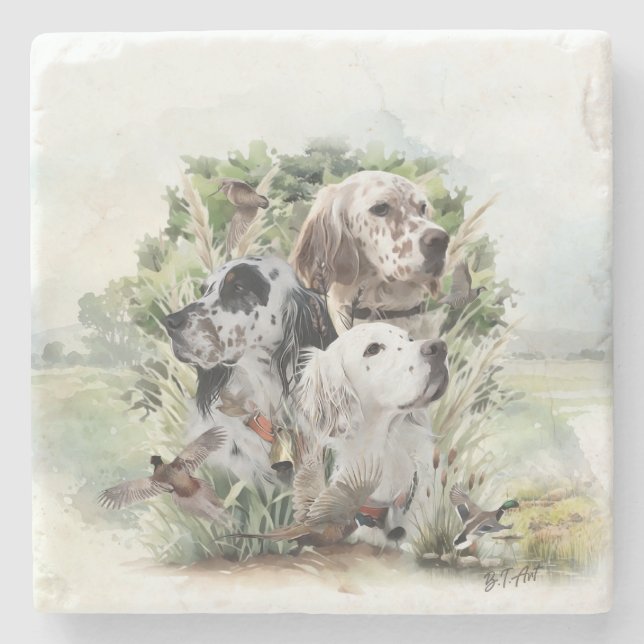 English Setters  Stone Coaster (Front)