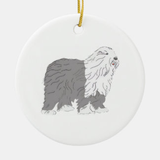 English Sheepdog Ceramic Ornament