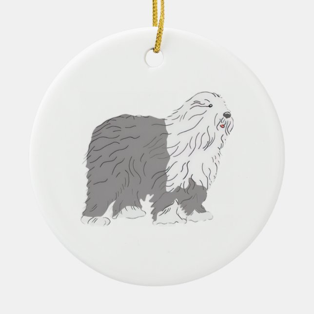 English Sheepdog Ceramic Ornament (Front)