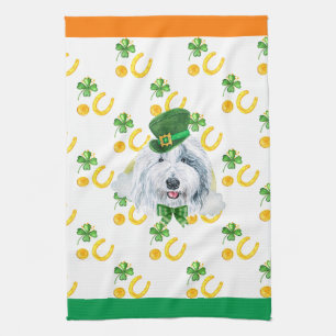 English Sheepdog Holiday Home Decor St Patrick Day Kitchen Towel