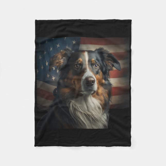 English Shepherd 4th Of July - English Shepherd Us Fleece Blanket (Front)