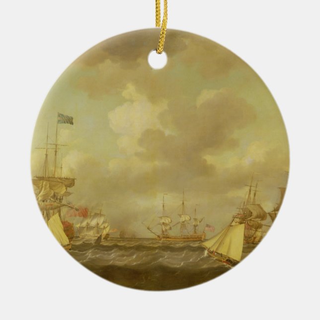 English Ships Coming to Anchor in a Fresh Breeze ( Ceramic Ornament (Front)