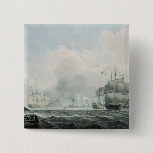 English Ships of War 2 Inch Square Button (Front)