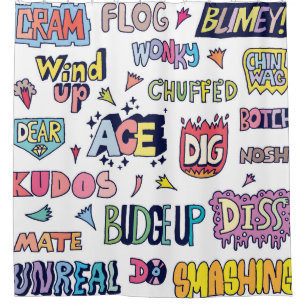 English slang words, doodle lettering