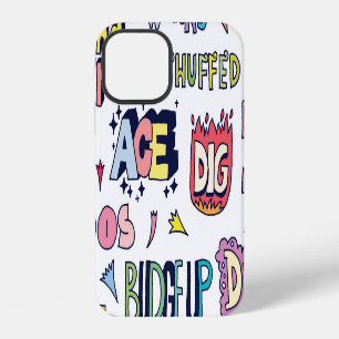 English slang words, doodle lettering iPhone 12 case