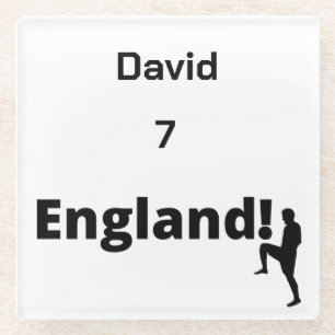 English Soccer Player customizable  Glass Coaster