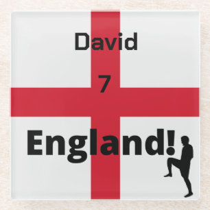English Soccer Player customizable  Glass Coaster