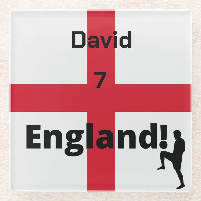 English Soccer Player customizable  Glass Coaster (Front)
