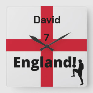 English Soccer Player customizable Square Wall Clock