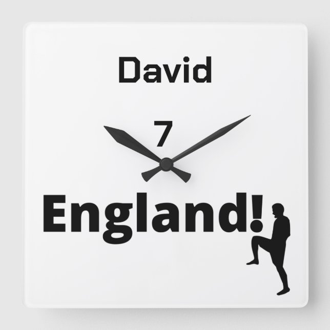 English Soccer Player customizable  Square Wall Clock (Front)