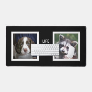 English Spaniel Dog and Raccoon Custom Photos Desk Mat