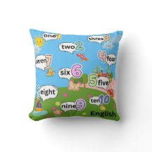 English & Spanish Count 1 to 10 Throw Pillow