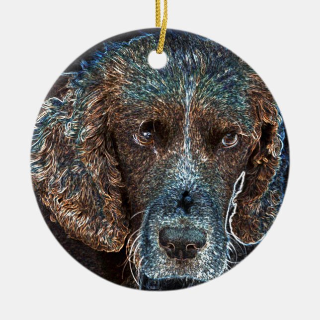 English Springer Ceramic Ornament (Front)