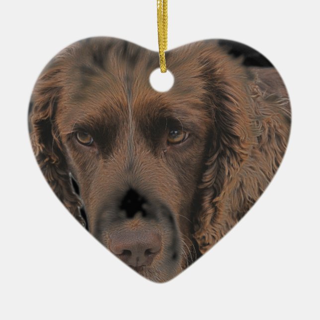 English Springer Dogs Ceramic Ornament (Front)