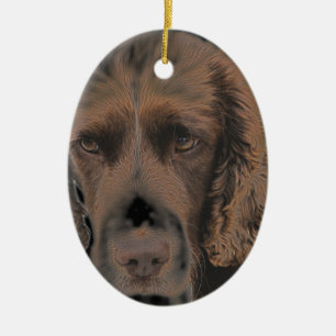 English Springer Dogs Ceramic Ornament