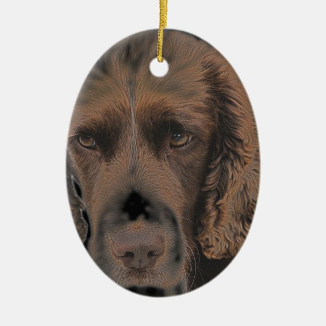 English Springer Dogs Ceramic Ornament (Front)