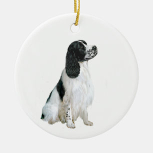 English Springer Spaniel (A) - black and white Ceramic Ornament