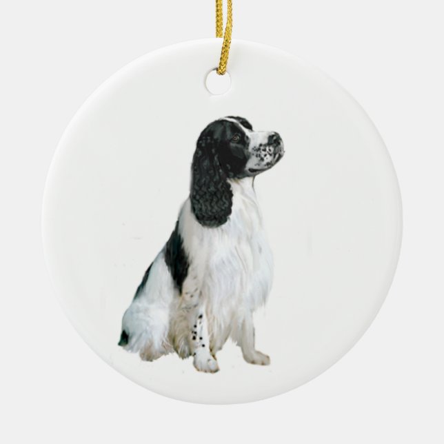 English Springer Spaniel (A) - black and white Ceramic Ornament (Front)