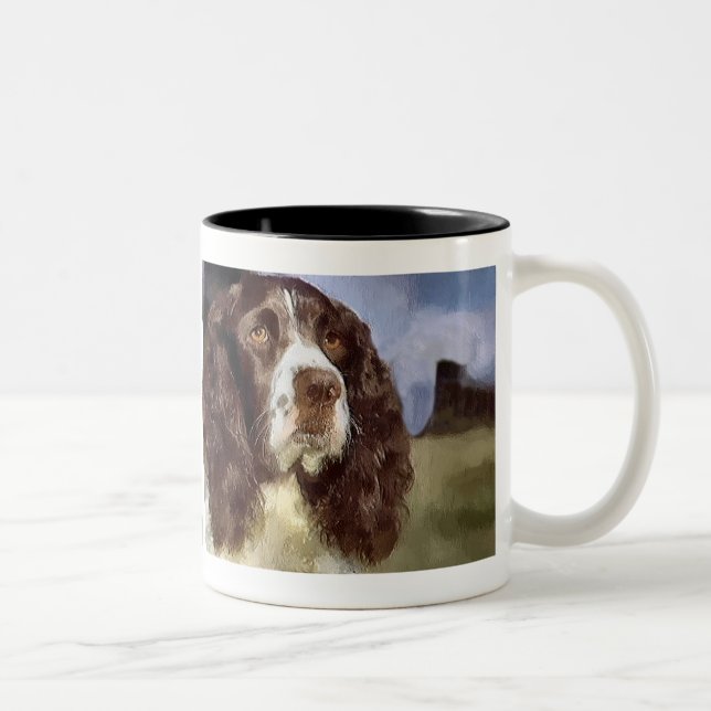 English Springer Spaniel Art Gifts Two-Tone Coffee Mug (Right)