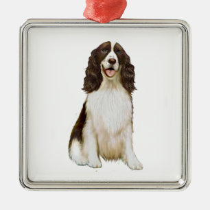 English Springer Spaniel (B) - Liver and White Metal Ornament