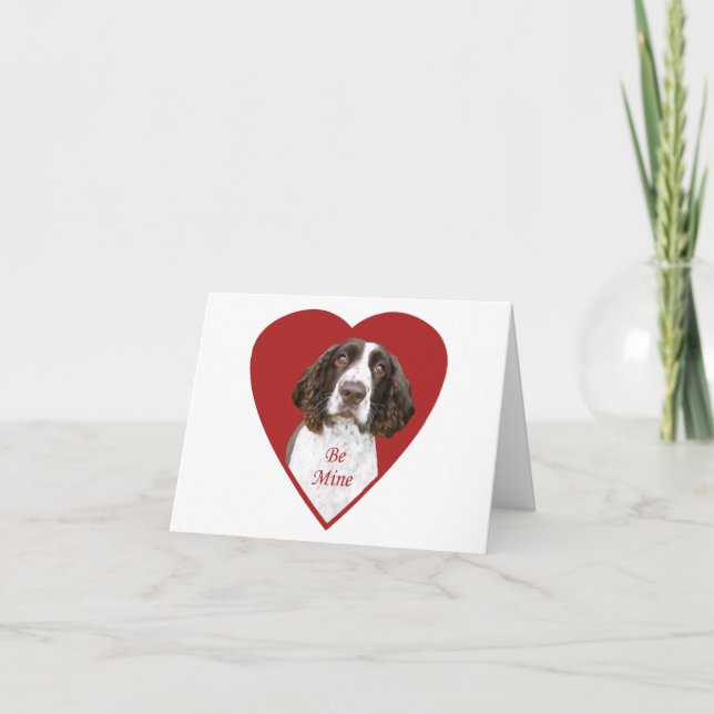 English Springer Spaniel Be Mine Valentine Card (Front)